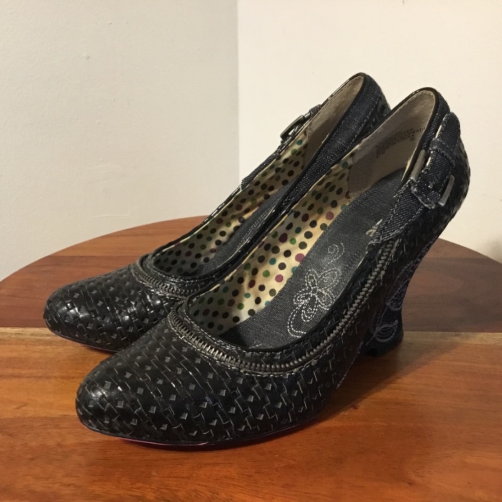 Vintage Kenzie Black Floral Wedge Size 8.5 - Picture 7 of 11